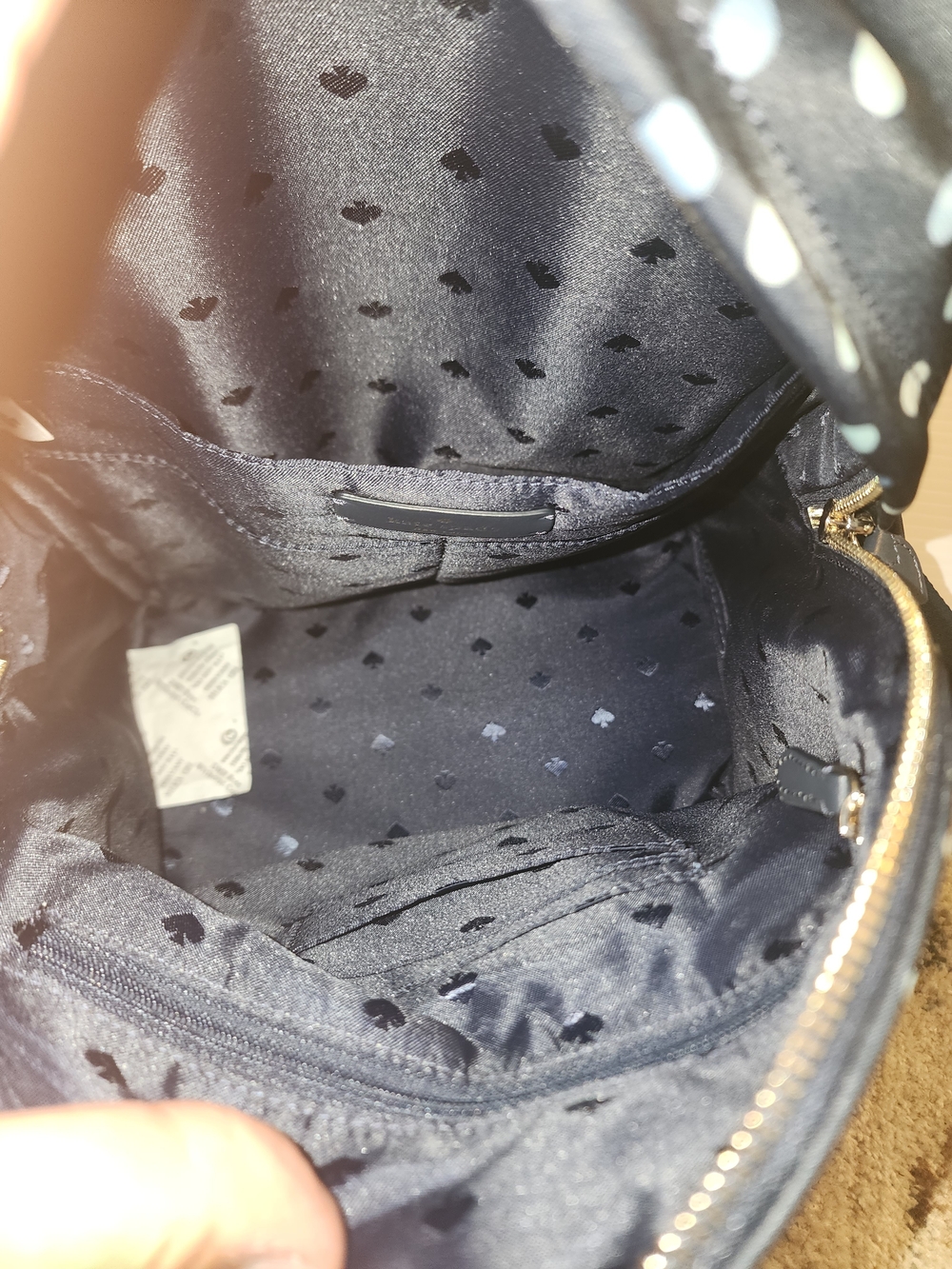 Kate Spade New York Chelsea Black Polka Dot Backpack. - Picture 2 of 12